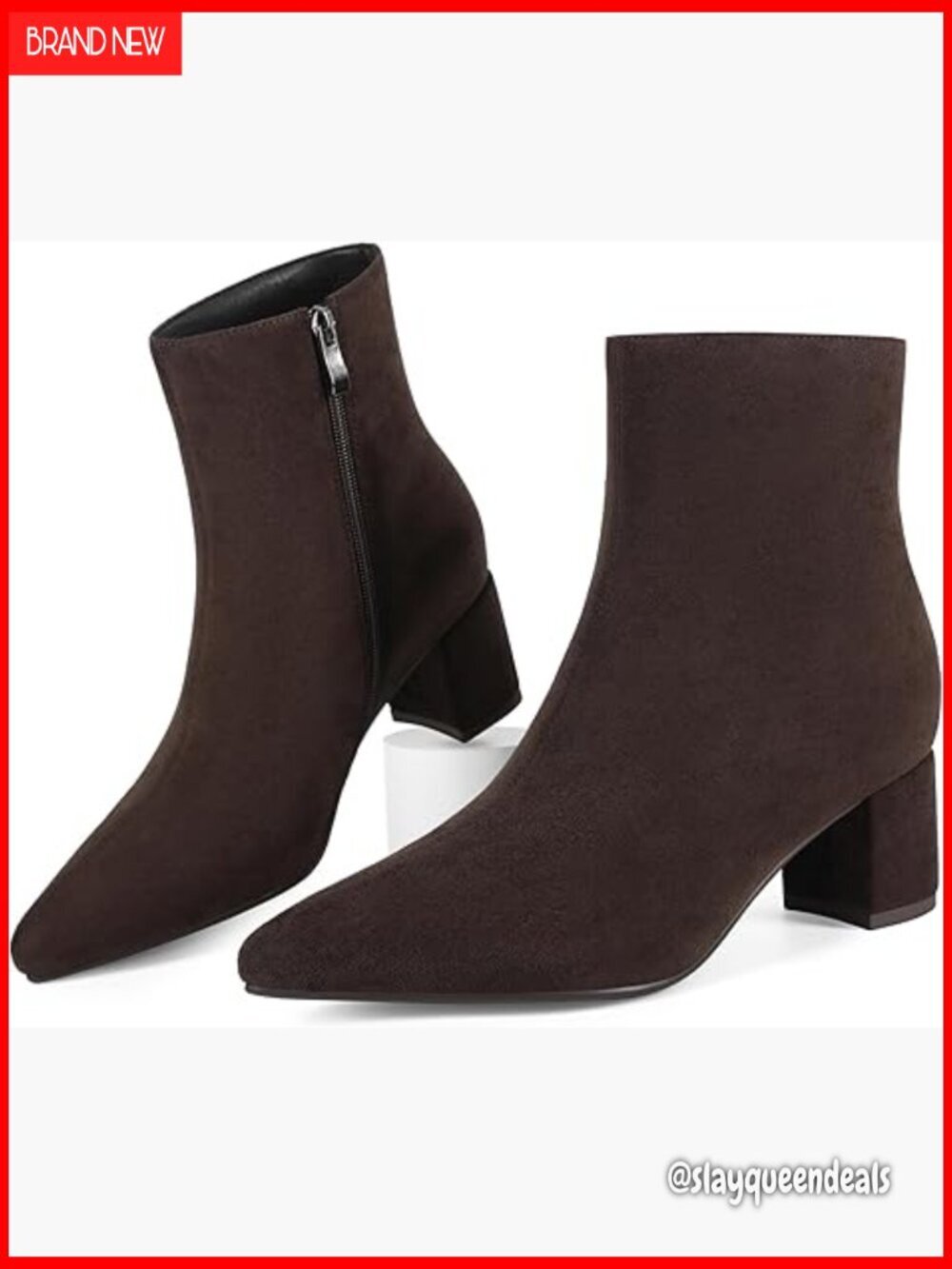 Pointed Toe Ankle Boots with Chunky Block Heel, Low Heel Booties for Women